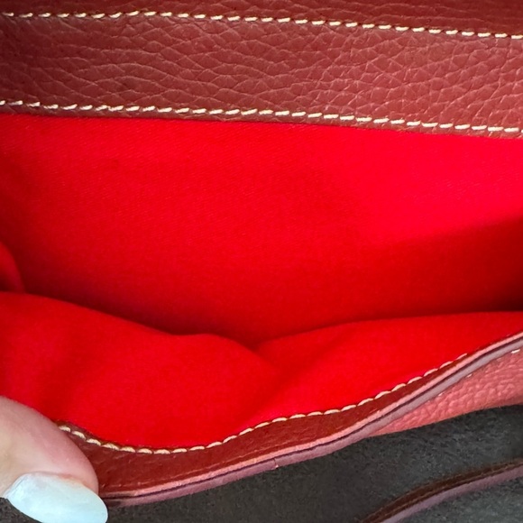 Dooney & Bourke Red Satchel with Gold Hardware - Picture 3 of 10
